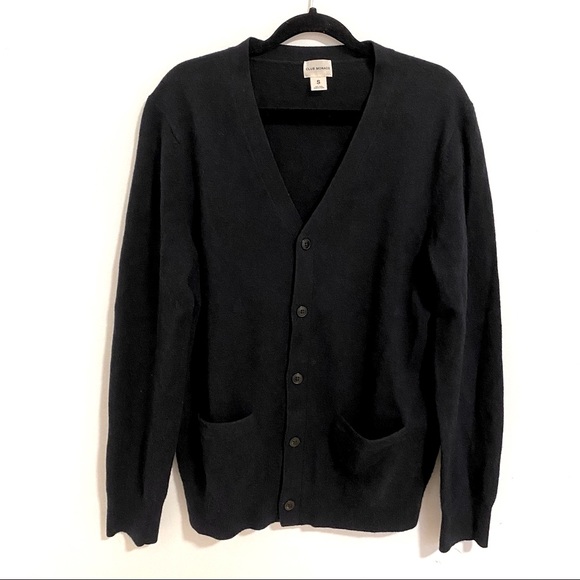 CLUB MONACO 100% Wool Navy Blue Basic Sweater Cardigan Minimalist S-M - Picture 2 of 4